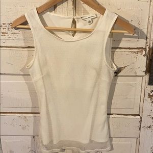 Banana Republic off white dot lace sleeveless top